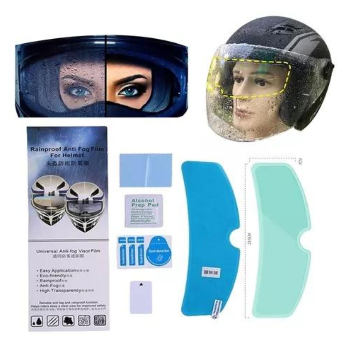 PELÍCULA ANTI-LLUVIA PARA CASCOS