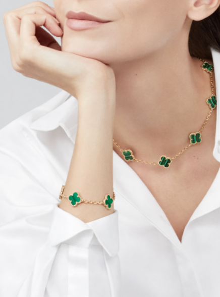 KIT 2 EN 1 VAN CLEEF RODINADO – COLLAR + PULSERA TRÉBOL