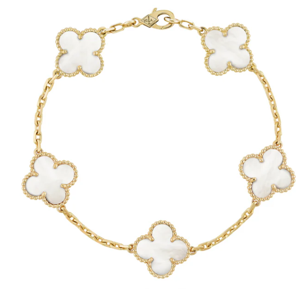 KIT 2 EN 1 VAN CLEEF RODINADO – COLLAR + PULSERA TRÉBOL