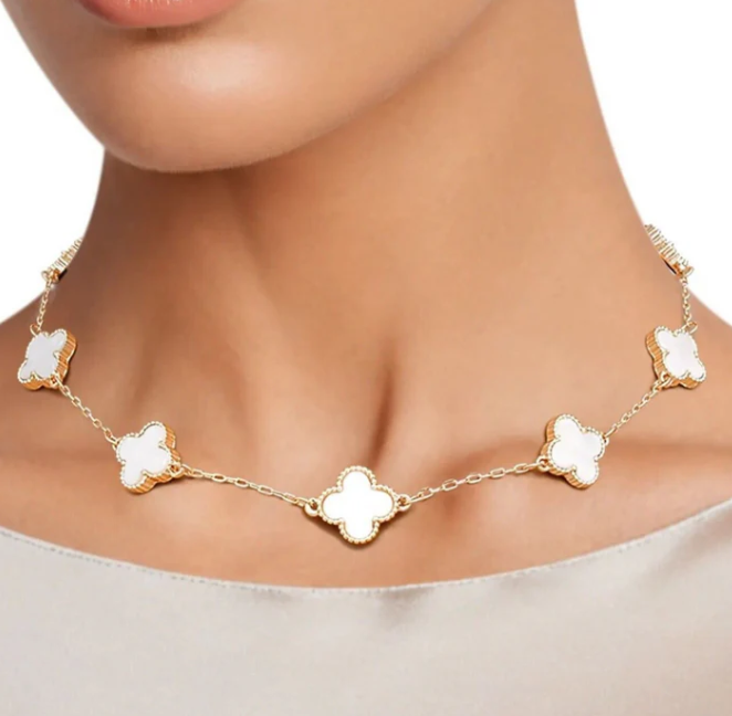 KIT 2 EN 1 VAN CLEEF RODINADO – COLLAR + PULSERA TRÉBOL