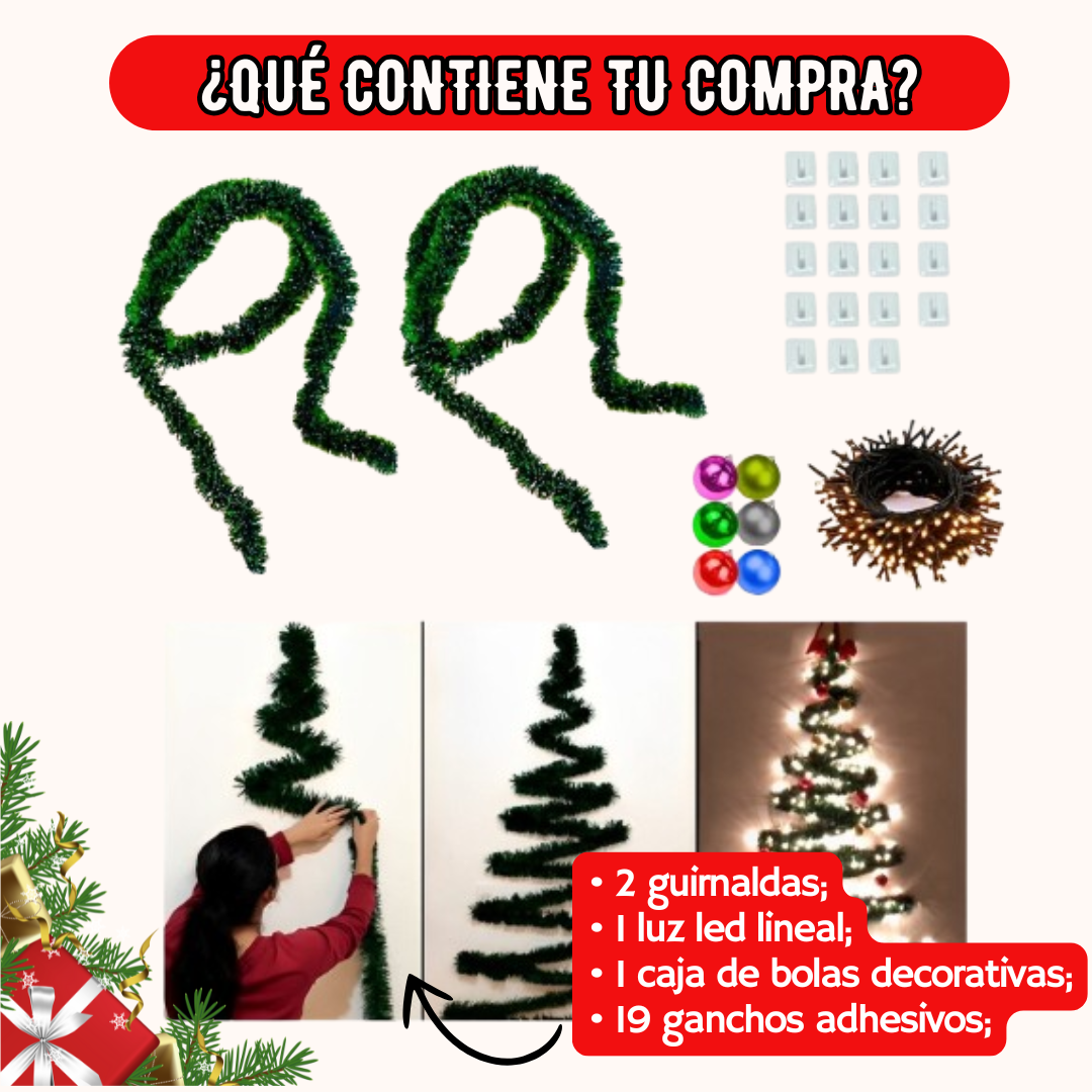 COMBO COMPLETO ÁRBOL NAVIDEÑO DE PARED - OFERTA LIMITADA: 30% OFF 🤩