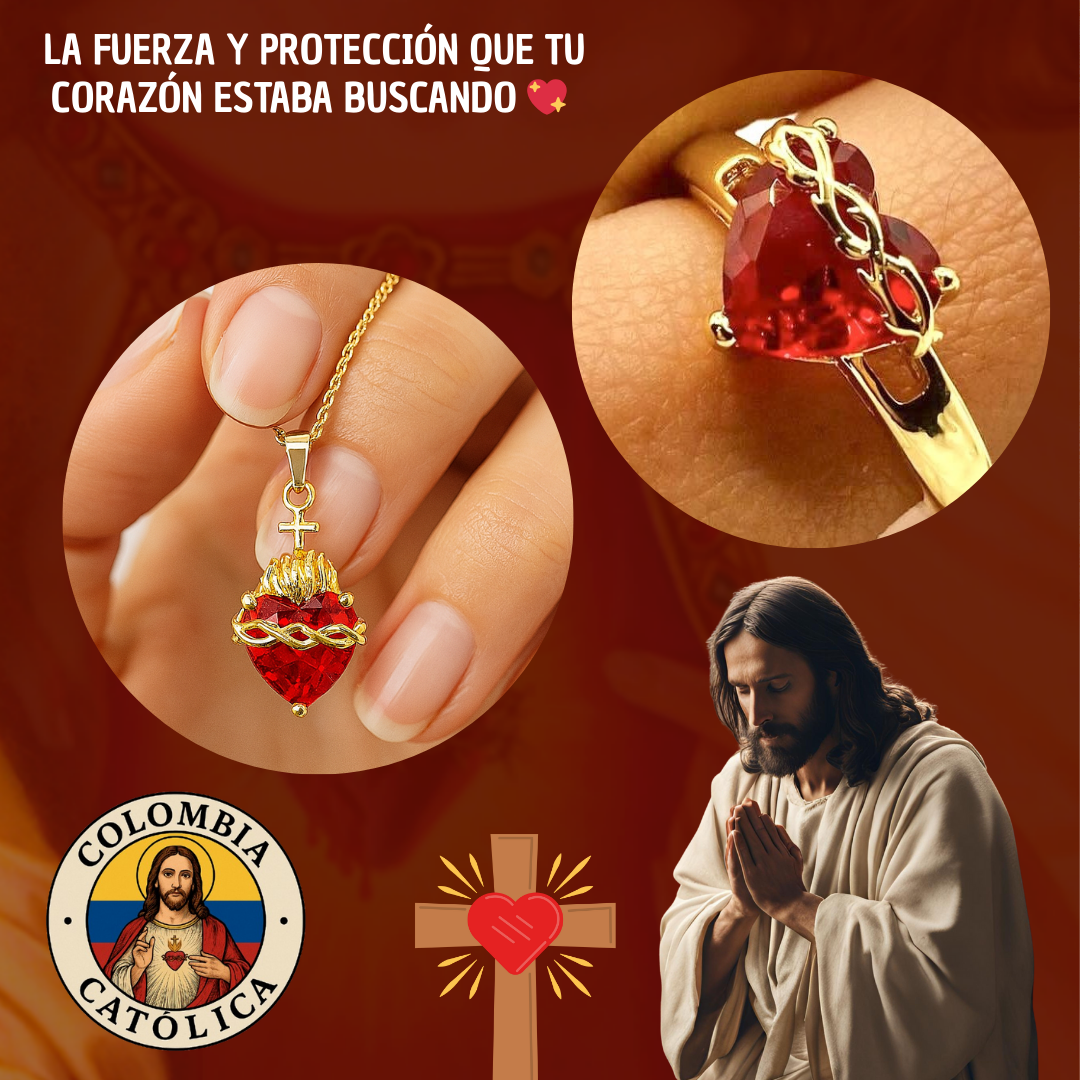 KIT COMPLETO COLLAR + ANILLO SAGRADO CORAZÓN + ENVÍO GRATIS