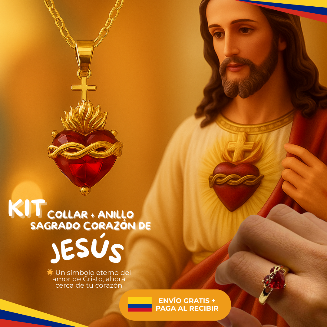 KIT COMPLETO COLLAR + ANILLO SAGRADO CORAZÓN + ENVÍO GRATIS