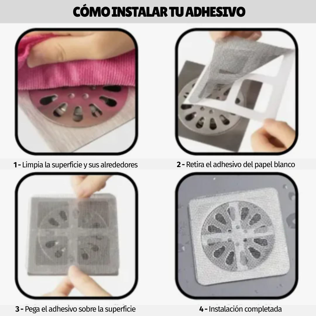 FILTROS ADHESIVOS ANTI ATASCOS Y INSECTOS (15 UN + 🎁 5 GRATIS 🎁) – para sifón del baño, ducha, fregadero de cocina y más - 💥 50%0FF + ENVÍO GRATIS 💥