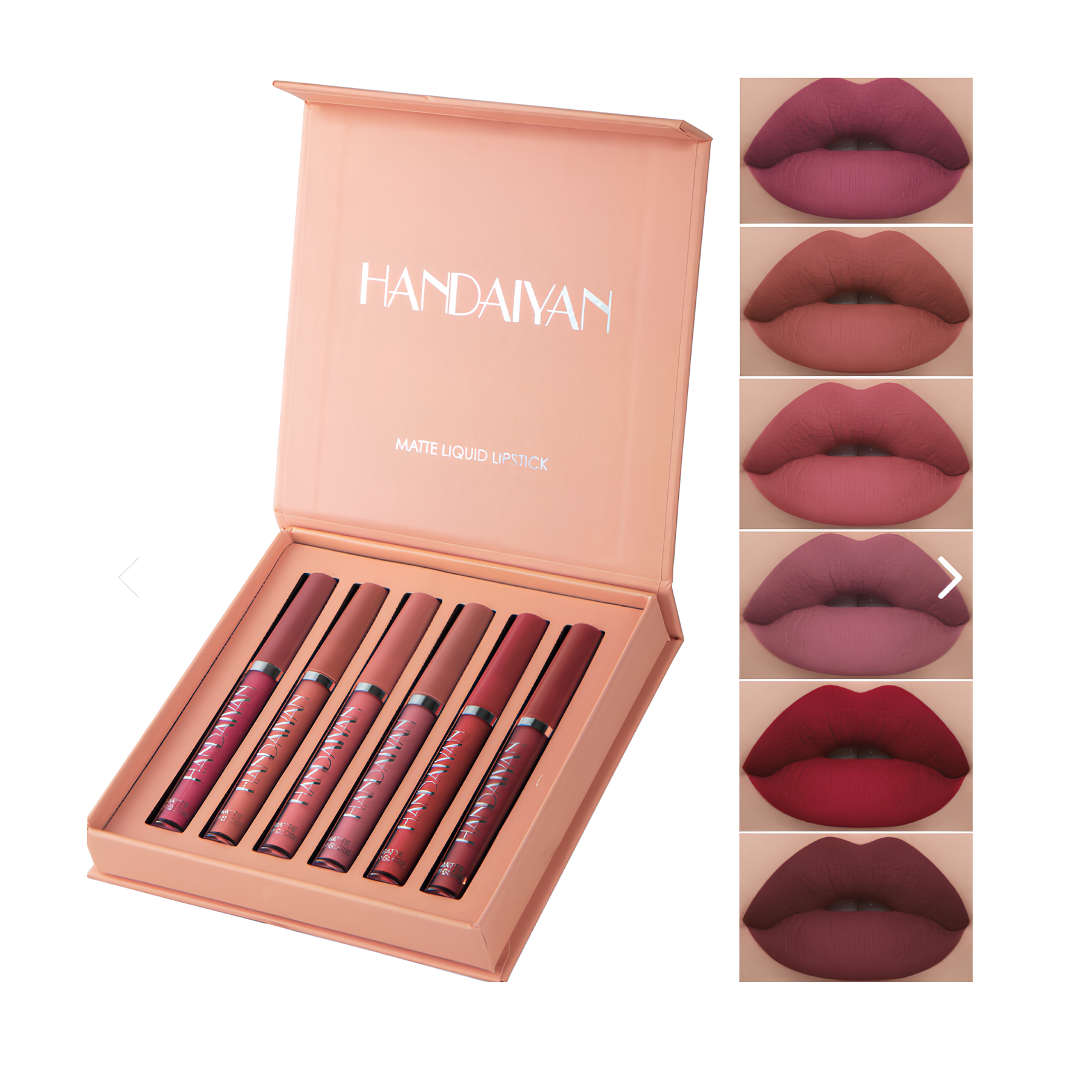 ⚜️ SET 6 LABIALES MATE LUJO HANDAIYAN: 30%OFF + ENVÍO GRATIS + 🎁 REGALO ESPECIAL