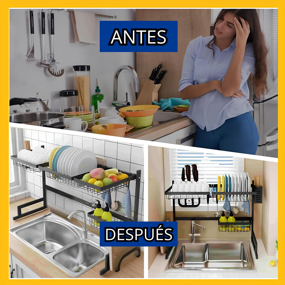 ESCURRIDOR Y ORGANIZADOR DE PLATOS - INOXIDABLE – ÚLTIMAS UNIDADES: 50% OFF + ENVÍO GRATIS + PAGO CONTRAENTREGA 🔥