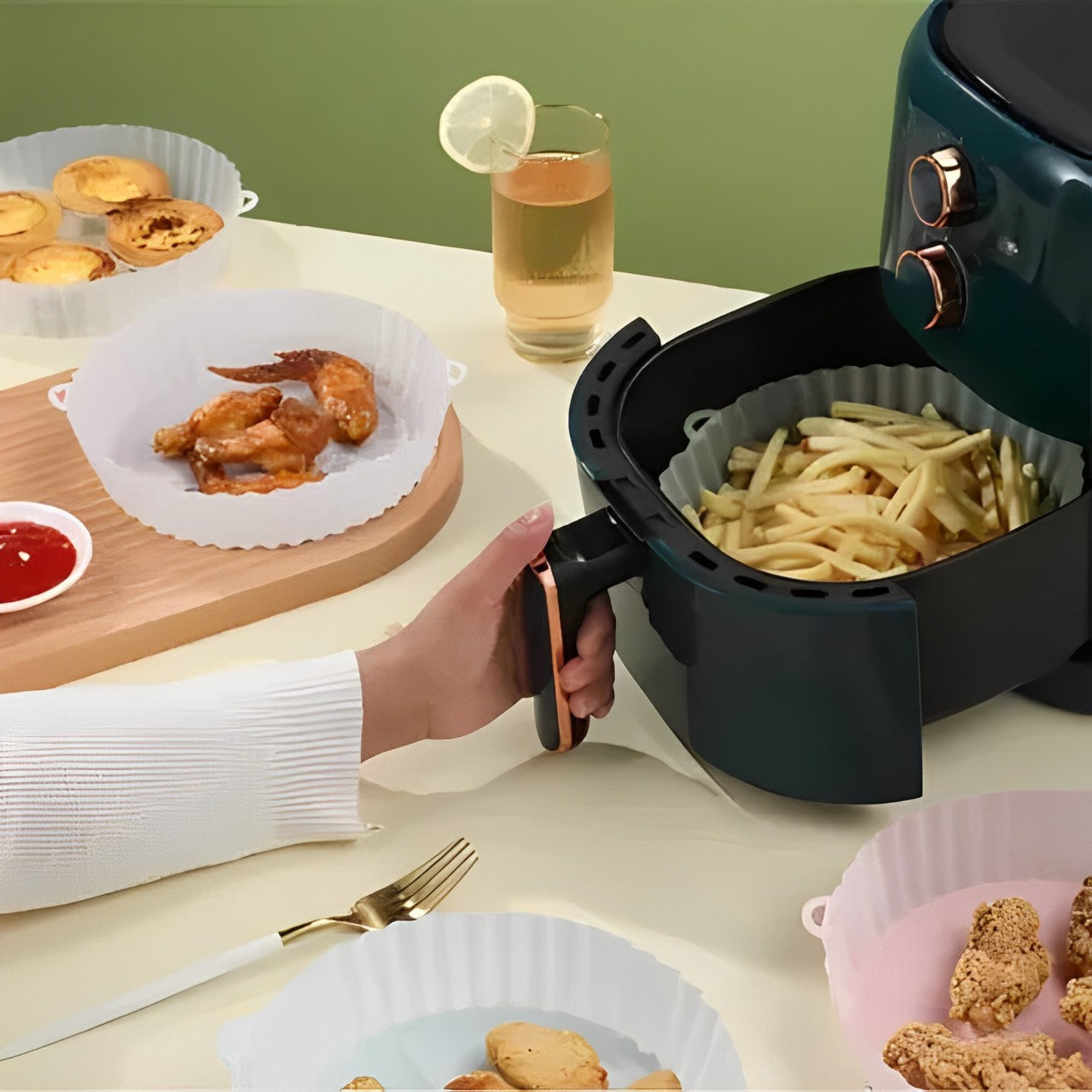 KIT CANASTAS DE SILICONA PARA AIR FRYER - 6 UNIDADES: 50% OFF + ENVÍO GRATIS + PAGO CONTRAENTREGA 🔥