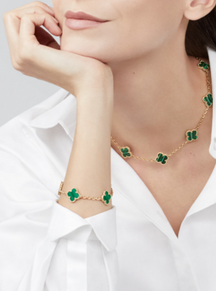 KIT 2 EN 1 VAN CLEEF RODINADO – COLLAR + PULSERA TRÉBOL