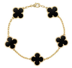 KIT 2 EN 1 VAN CLEEF RODINADO – COLLAR + PULSERA TRÉBOL