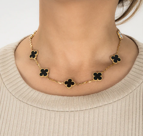KIT 2 EN 1 VAN CLEEF RODINADO – COLLAR + PULSERA TRÉBOL