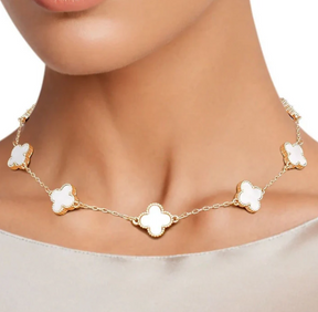 KIT 2 EN 1 VAN CLEEF RODINADO – COLLAR + PULSERA TRÉBOL