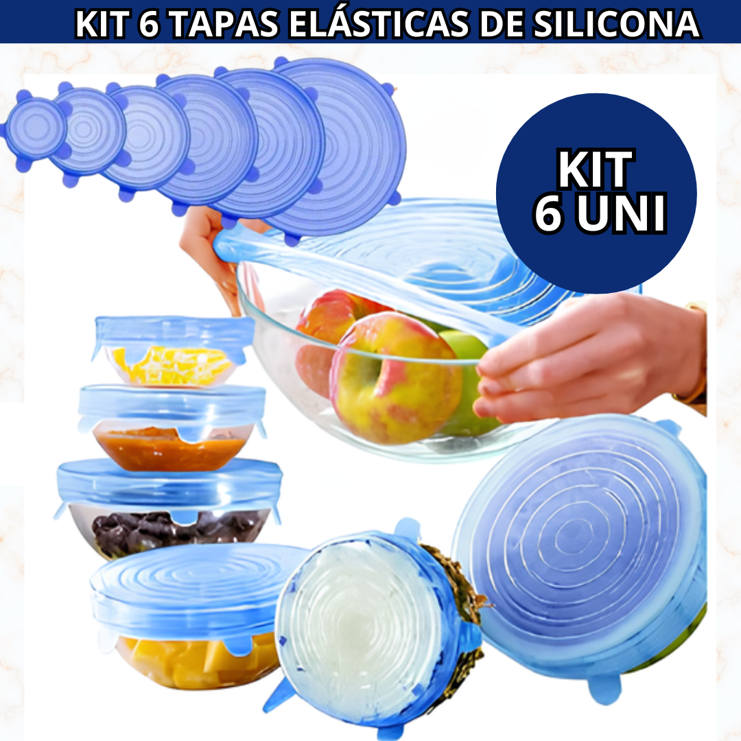 KIT 6 TAPAS ELÁSTICAS DE SILICONA - ÚLTIMAS UNIDADES