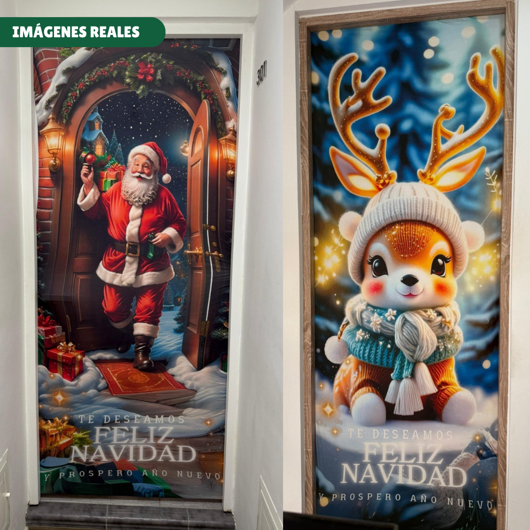 FUNDA NAVIDEÑA PARA PUERTA 30% OFF + ENVÍO GRATIS Y PAGA AL RECIBIR
