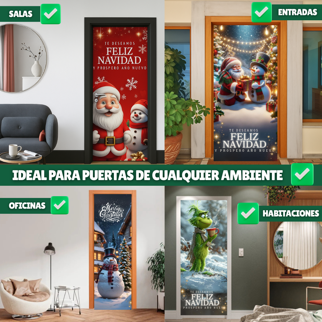 FUNDA NAVIDEÑA PARA PUERTA 30% OFF + ENVÍO GRATIS Y PAGA AL RECIBIR