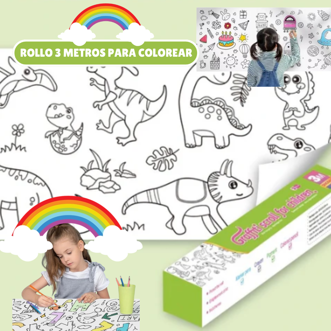 PINTAFUN™ - ROLLO DE PAPEL 3 METROS PARA COLOREAR
