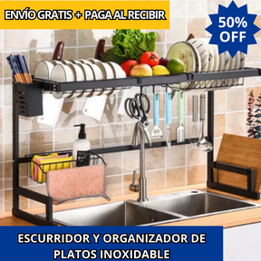 ESCURRIDOR Y ORGANIZADOR DE PLATOS - INOXIDABLE – ÚLTIMAS UNIDADES: 50% OFF + ENVÍO GRATIS + PAGO CONTRAENTREGA 🔥